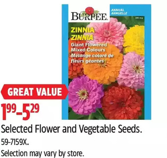Canadian Tire Burpee flower and vegetable seeds offer