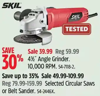 Canadian Tire Skil 4 1/2 angle grinder | circular saws or belt sander offer