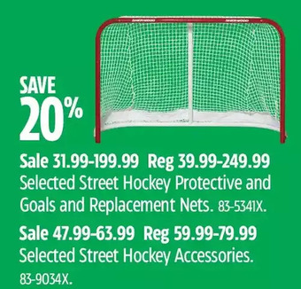 Canadian Tire Street hockey protective and goals and replacement nets | street hockey accessories offer