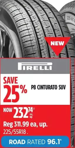 Canadian Tire Pirelli p8 cinturato suv tires offer