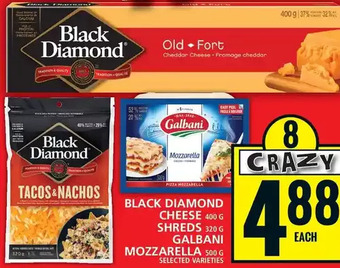 Food Basics Black diamond cheese | shreds | galbani mozzarella offer