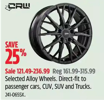 Canadian Tire Crw alloy wheels offer