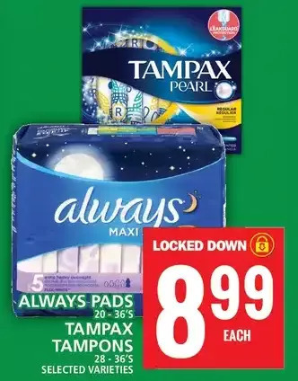 Food Basics Always pads | tampax tampons offer