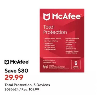 Staples Mcafee total protection offer
