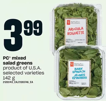 Loblaws Pc mixed salad greens offer