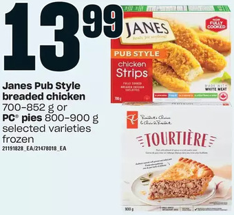 Loblaws Janes pub style breaded chicken or pc pies offer