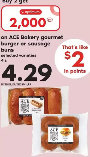 Loblaws Ace bakery gourmet burger or sausage buns offer