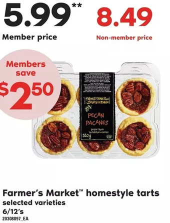 Loblaws Farmer's market homestyle tarts offer