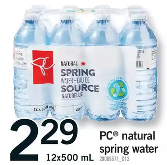 Fortinos Pc natural spring water offer