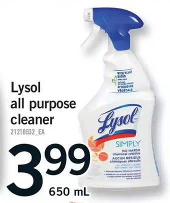 Fortinos Lysol all purpose cleaner offer