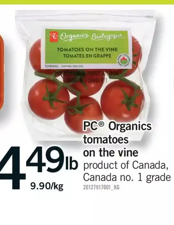 Fortinos Pc organics tomatoes on the vine offer