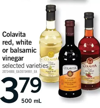 Fortinos Colavita red, white or balsamic vinegar offer