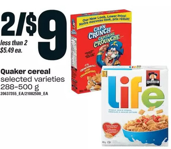 Loblaws Quaker cereal offer
