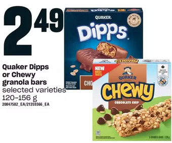 Loblaws Quaker dipps or chewy granola bars offer