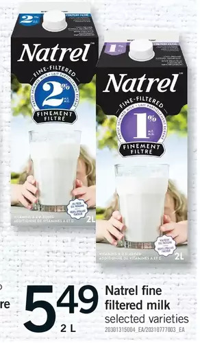 Fortinos Natrel fine filtered milk offer