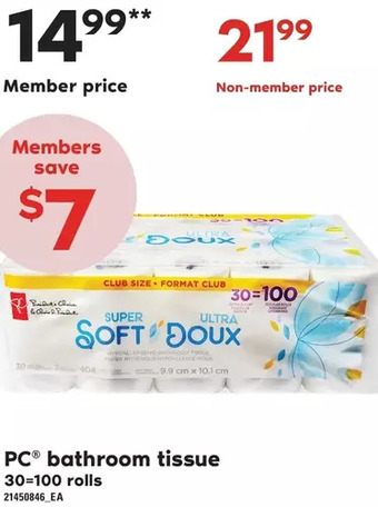 Loblaws Pc bathroom tissue offer
