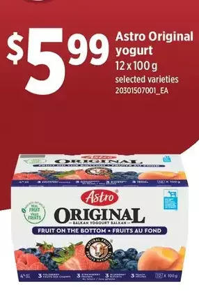 Loblaws Astro original yogurt offer