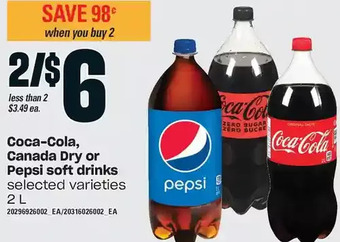 Loblaws Coca-cola, canada dry or pepsi soft drinks offer