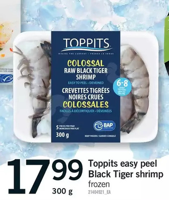 Fortinos Toppits easy peel black tiger shrimp offer