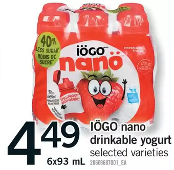 Fortinos Iogo nano drinkable yogurt offer