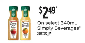 Fortinos Simply beverages offer