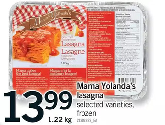 Fortinos Mama yolanda's lasagna offer