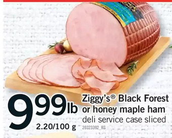 Fortinos Ziggy's black forest or honey maple ham offer