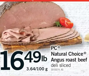 Fortinos Pc natural choice angus roast beef offer