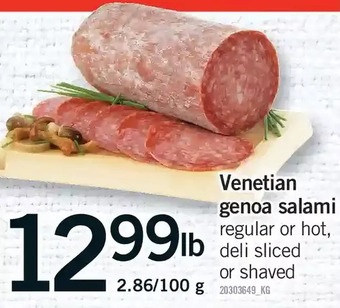 Fortinos Venetian genoa salami offer