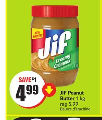 FreshCo Jif peanut butter 1 kg offer