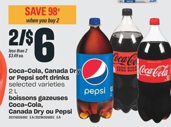 Valu-mart Boissons gazeuses coca-cola, canada dry ou pepsi, 2 l offer