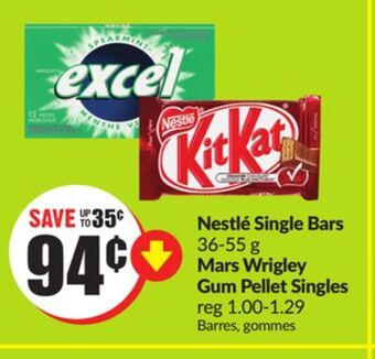 FreshCo Nestlé single bars 36-55 g mars wrigley gum pellet singles offer