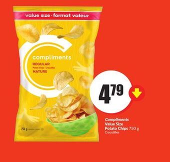 FreshCo Compliments value size potato chips 750 g offer
