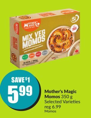 FreshCo Mother's magic momos 350 g selected varieties offer