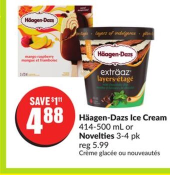 FreshCo Haagen-dazs ice cream 414-500 ml or novelties 3-4 pk offer