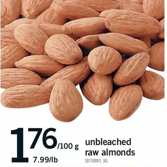 Fortinos Unbleached raw almonds offer