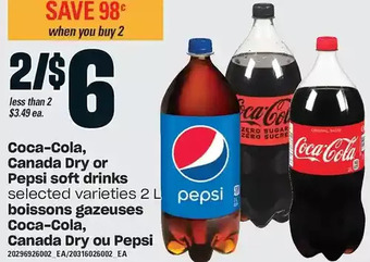 Independent Grocer Coca-cola, canada dry or pepsi soft drinks offer