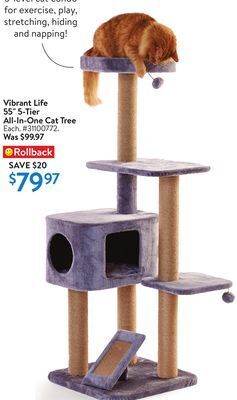 Walmart Vibrant life 55 5-tier all-in-one cat tree offer