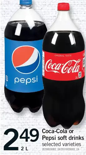 Fortinos Coca-cola or pepsi soft drinks offer