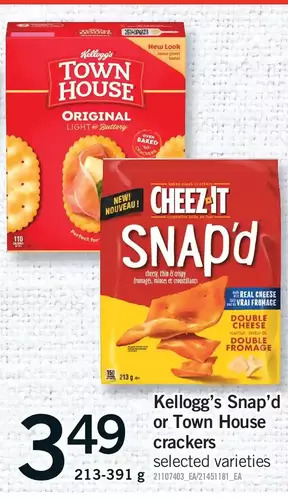 Fortinos Kellogg's snap'd or town house crackers offer