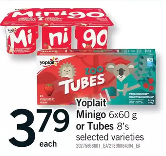 Fortinos Yoplait minigo or tubes offer