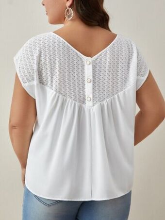 SheIn Shein frenchy plus button back batwing sleeve blouse offer