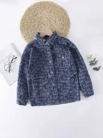 SheIn Girls letter graphic flap pocket denim jacket offer