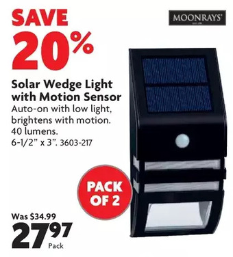 Home Hardware Solar wedge light with motion sensor offer