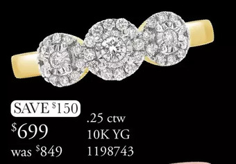 Charm Diamond 0.25 ctw 10k yg ring offer