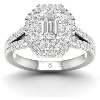 Charm Diamond My diamond story 14k white gold emerald cut canadian bridal ring 1.50ctw i1/hi offer