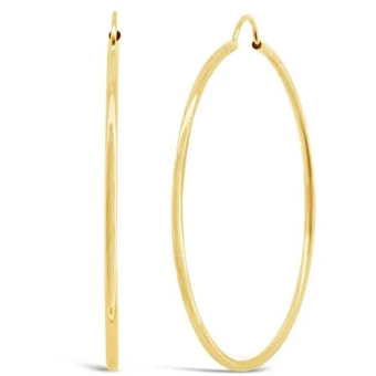Charm Diamond 10k yellow gold 40mm polished tube hoop earrings offer