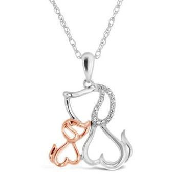 Charm Diamond Sterling silver 10k rose gold diamond dog pendant offer
