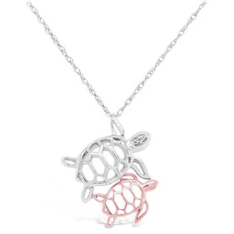 Charm Diamond Sterling silver and rose gold plated diamond mother's love turtle pendant offer
