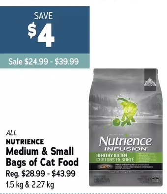 Ren’s Pets Depot Nutrience medium & small bags of cat food offer